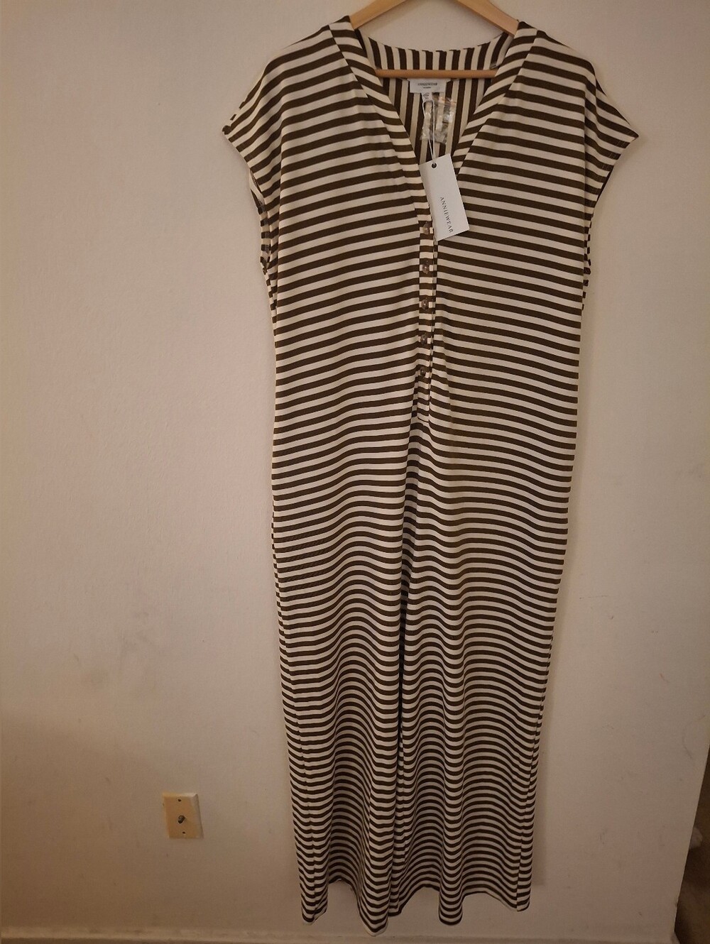 Annie Wide Leg Jumpsuit Brown and Cream Striped - Picture 4 of 8